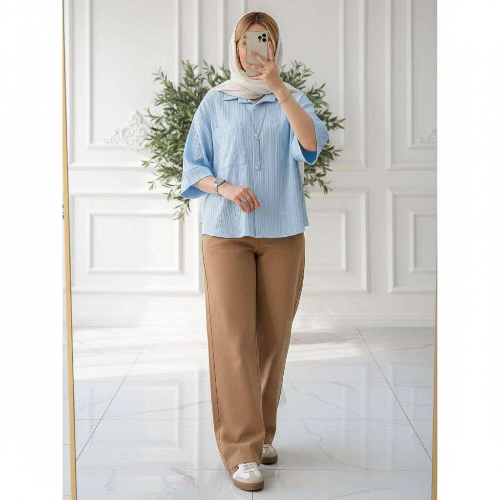 شومیز زنانه مدل مانتویی باکسی  لاویا(sh)