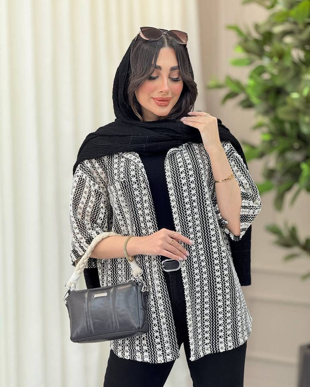 شومیز زنانه مدل مانتویی قلاب بافی(t)