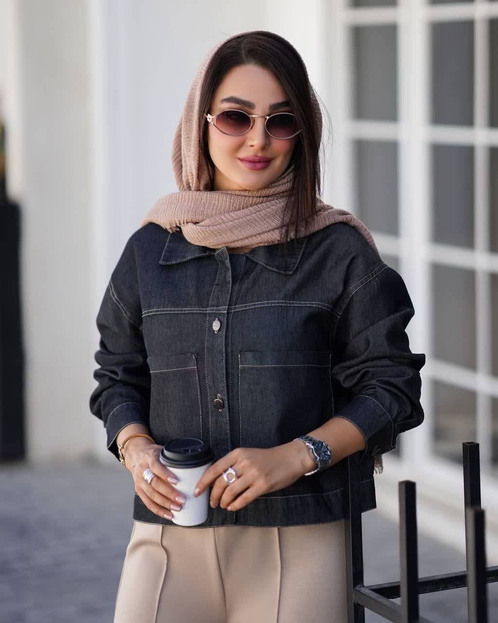 کراپ کت جین زنانه مدل ساغر(t)