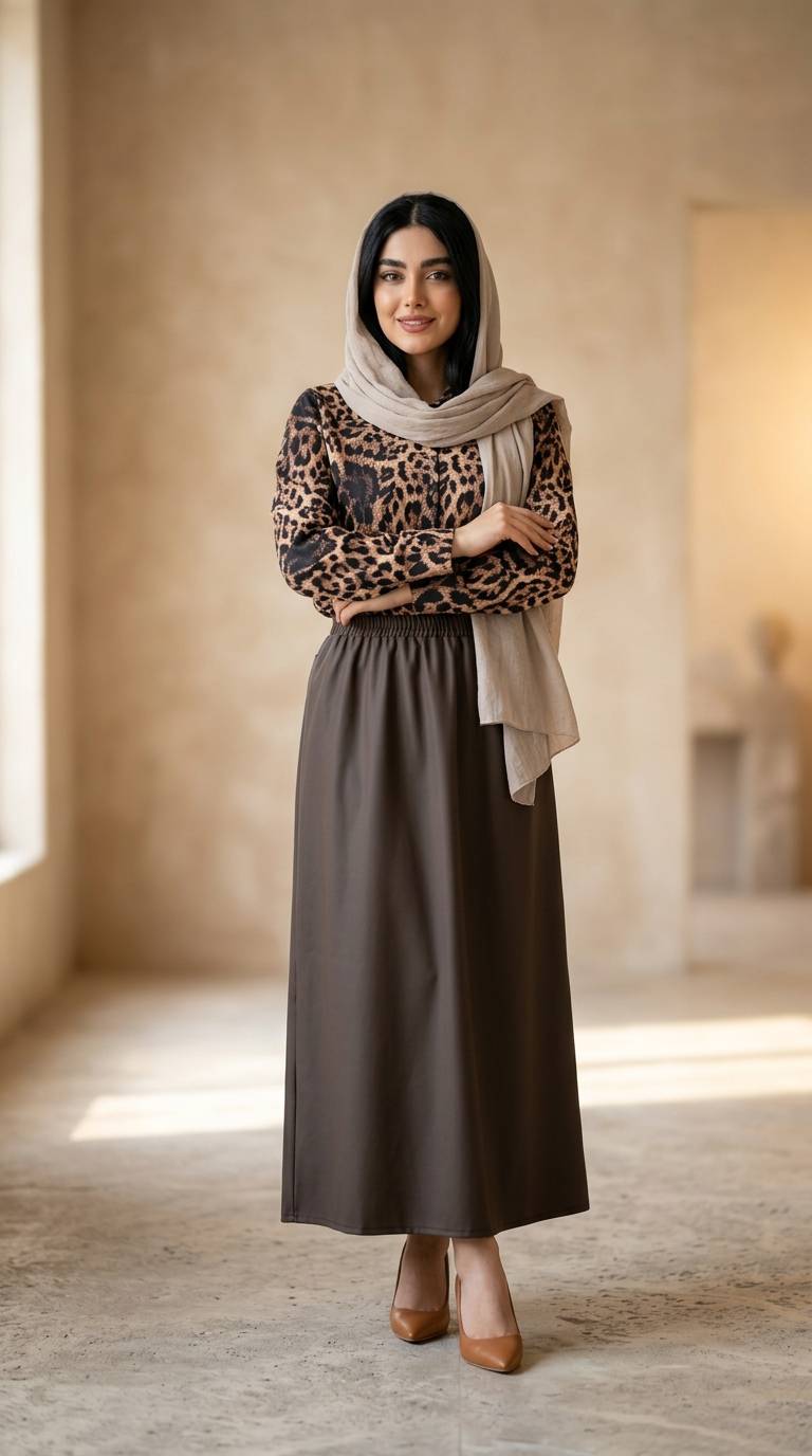 شومیز دامن زنانه مدل پلنگی (e)