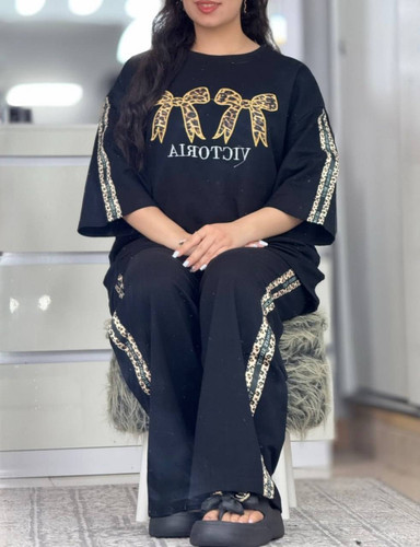 ست راحتی زنانه مدل پاپیون پلنگی