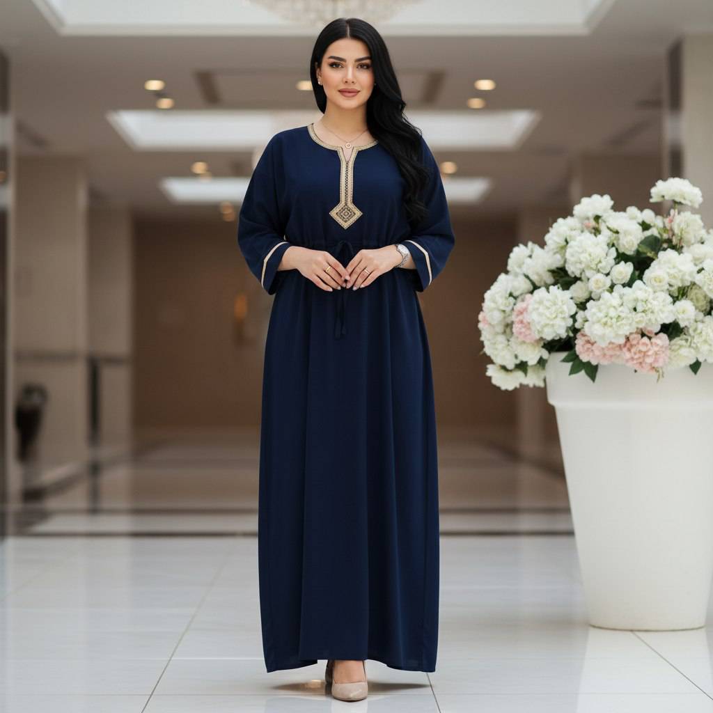 پیراهن ساحلی بلند طلاکوب زنانه (a)
