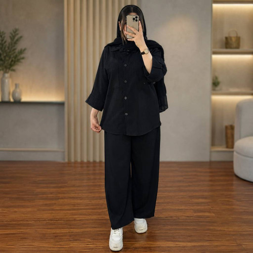 ست شومیز و شلوار زنانه مدل آستین پاکتی محرمیch