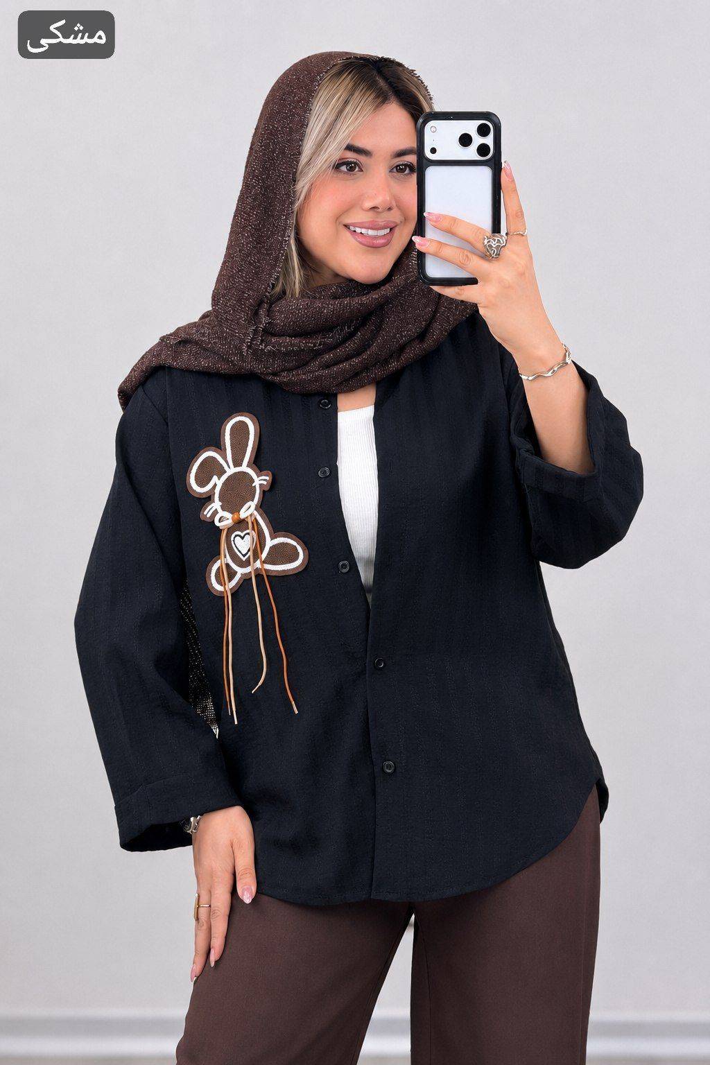 شومیز زنانه مشکی مدل خرگوشی t