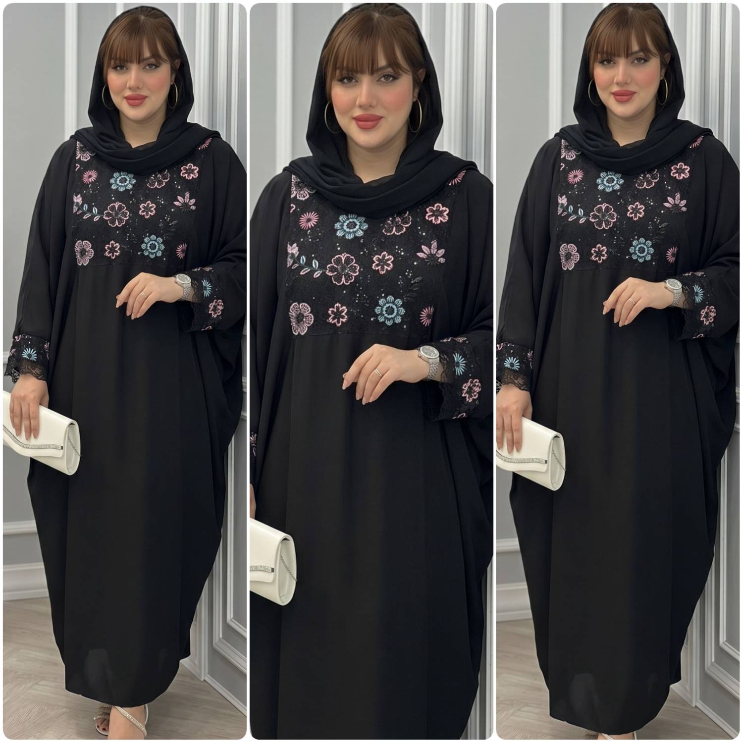 مانتوعبایی سوزن دوزی زنانه مدل شکوفه