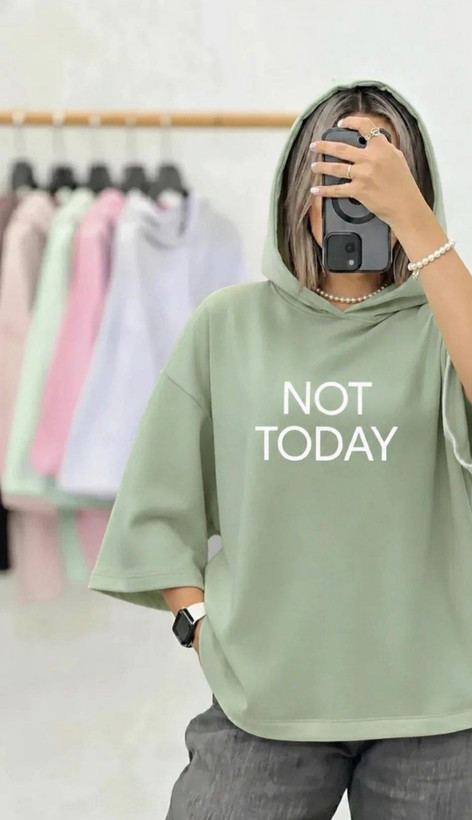 تیشرت لانگ کلاهدار مدل not