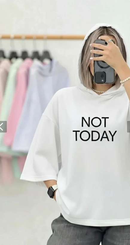تیشرت لانگ کلاهدار مدل not