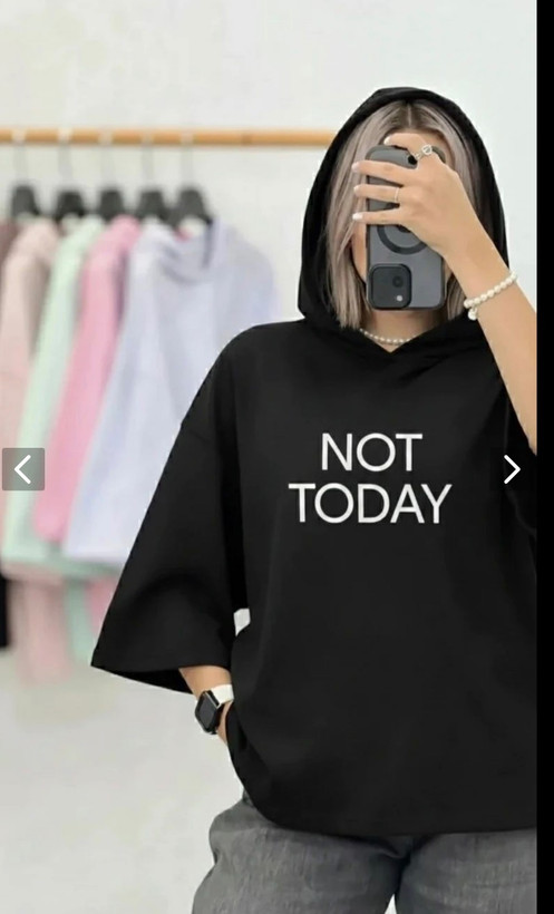 تیشرت لانگ کلاهدار مدل not