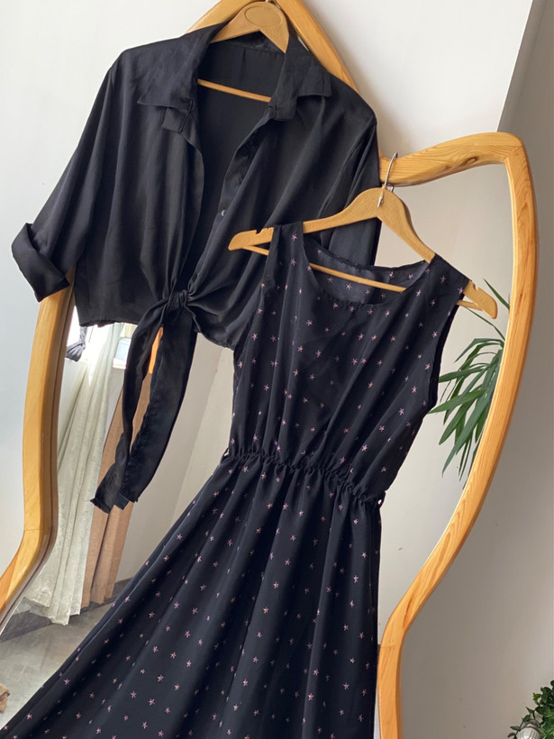 ست دوتیکه سارافون و شومیز گره ای زنانه