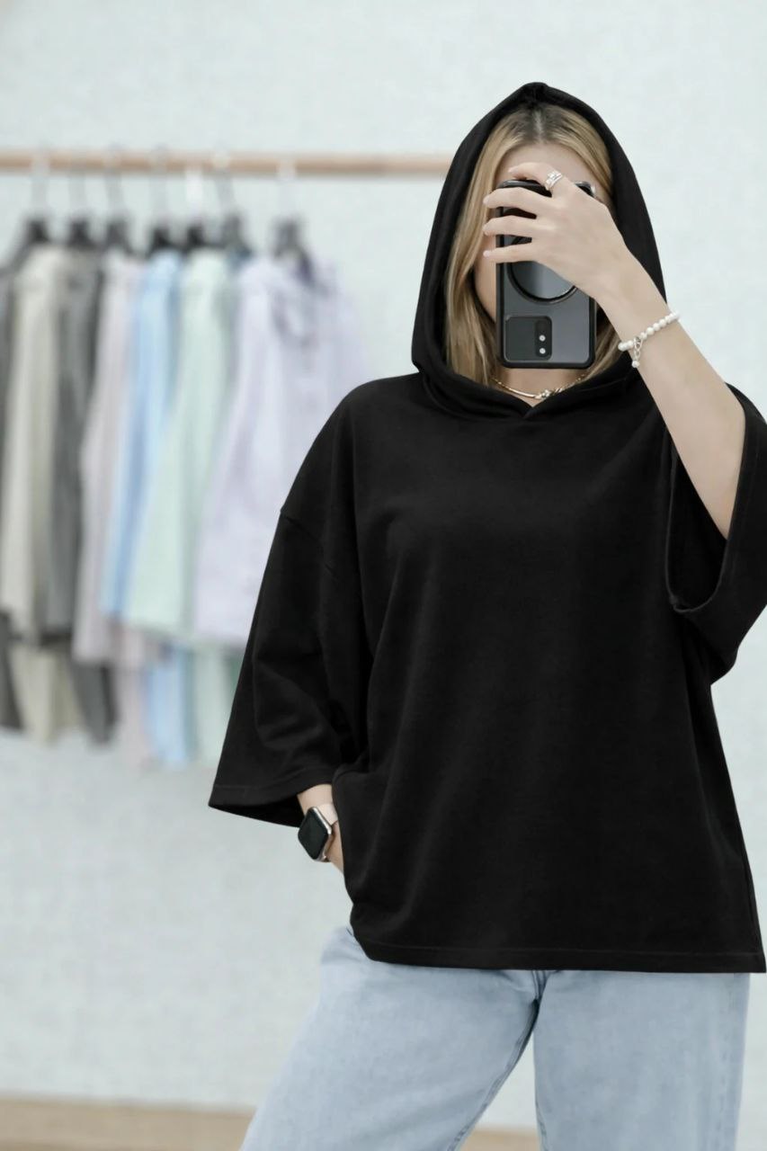 تیشرت  لانگ کلاهدار