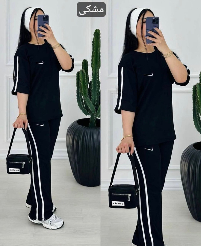 ست تیشرت وشلوار فول کش ورزشی زنانه مدل نایک sn