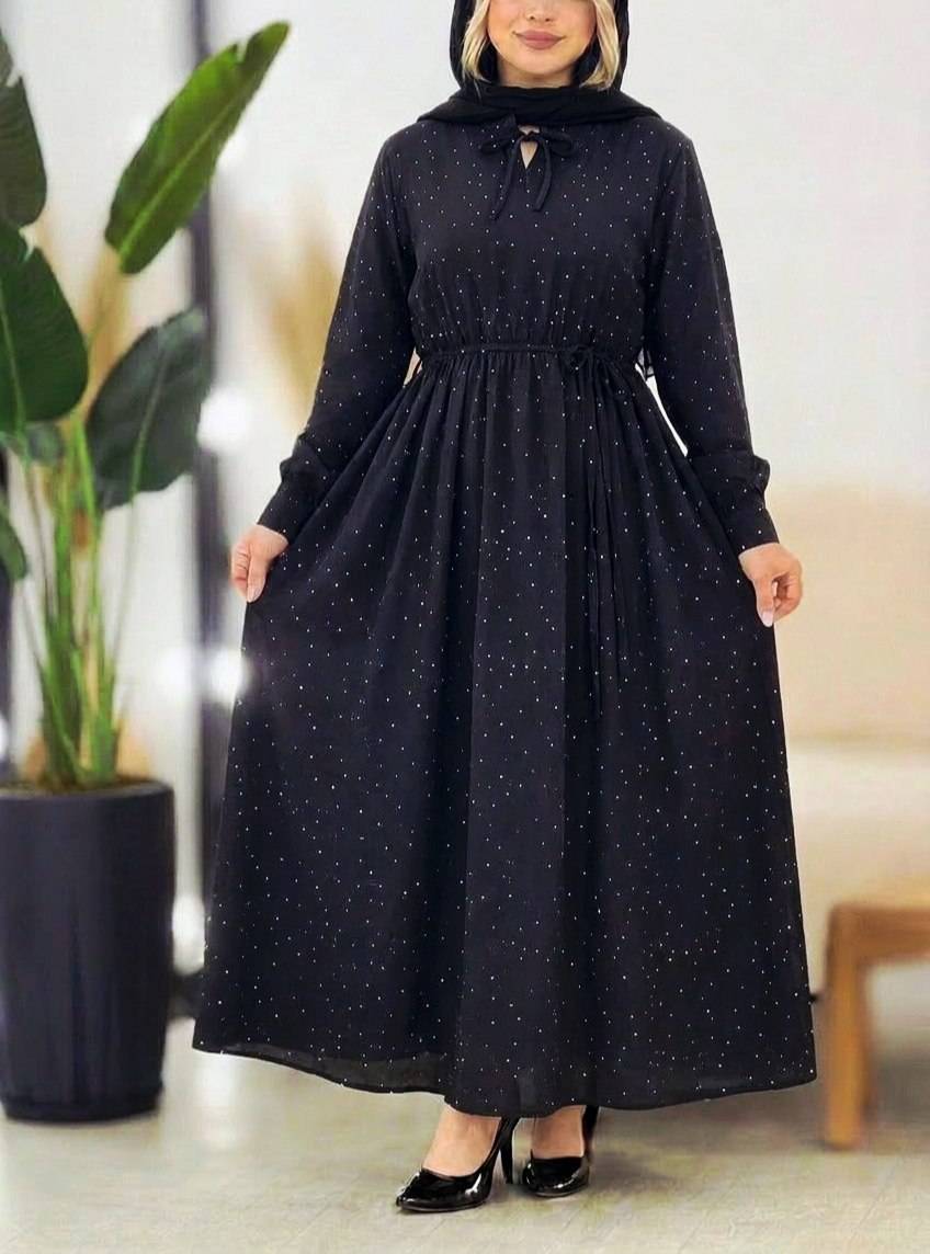 پیراهن بلند زنانه با دوخت و برش مزونی مدل برفی l