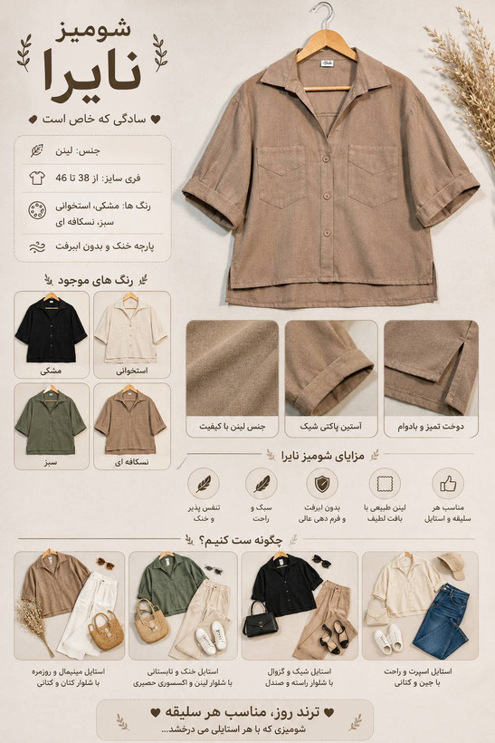 شومیز دوجیب نایرا