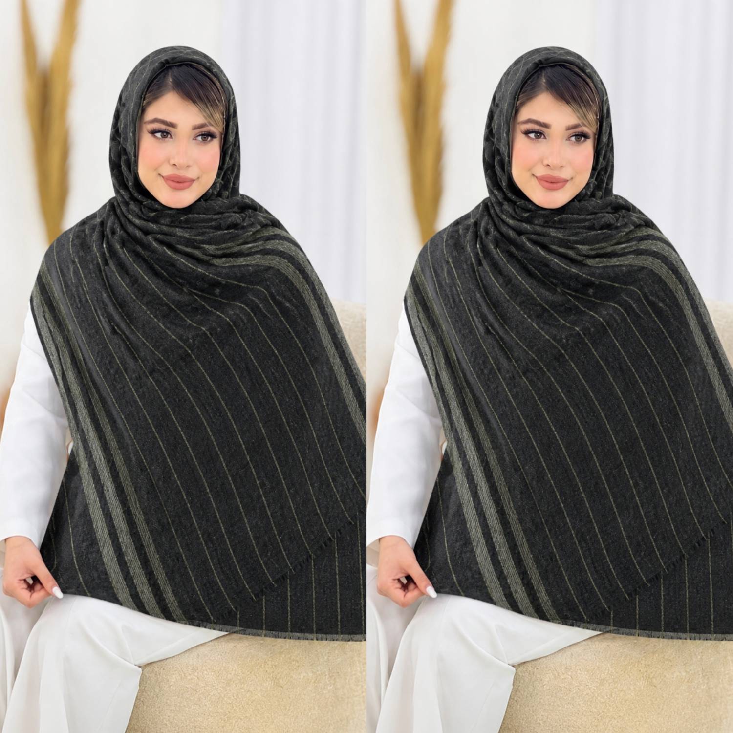 شال زنانه مدل لمه طلایی مشکی
