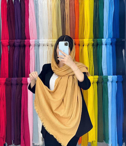 شال پفکی زنانه رنگ زرد
