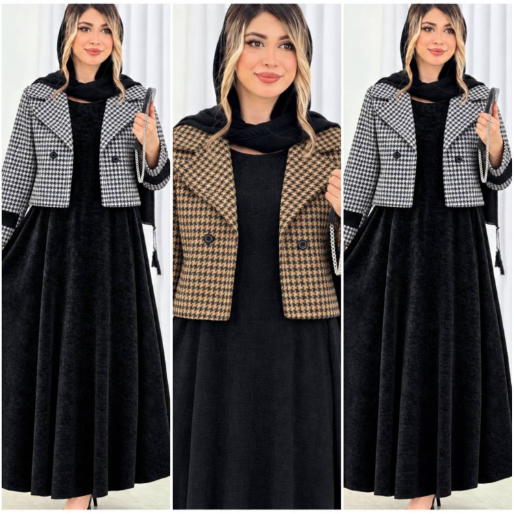 کت وسارافون زنانه پارچه مخمل مدل گونش