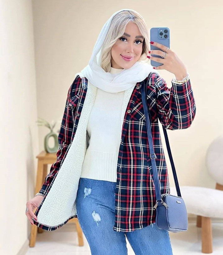 شکت چهارخانه زنانه مدل گلاویز
