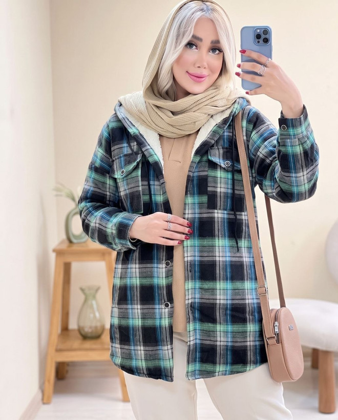 شکت چهارخانه زنانه مدل گلاویز